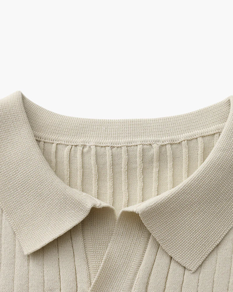 Premium Ribbed Knit Polo