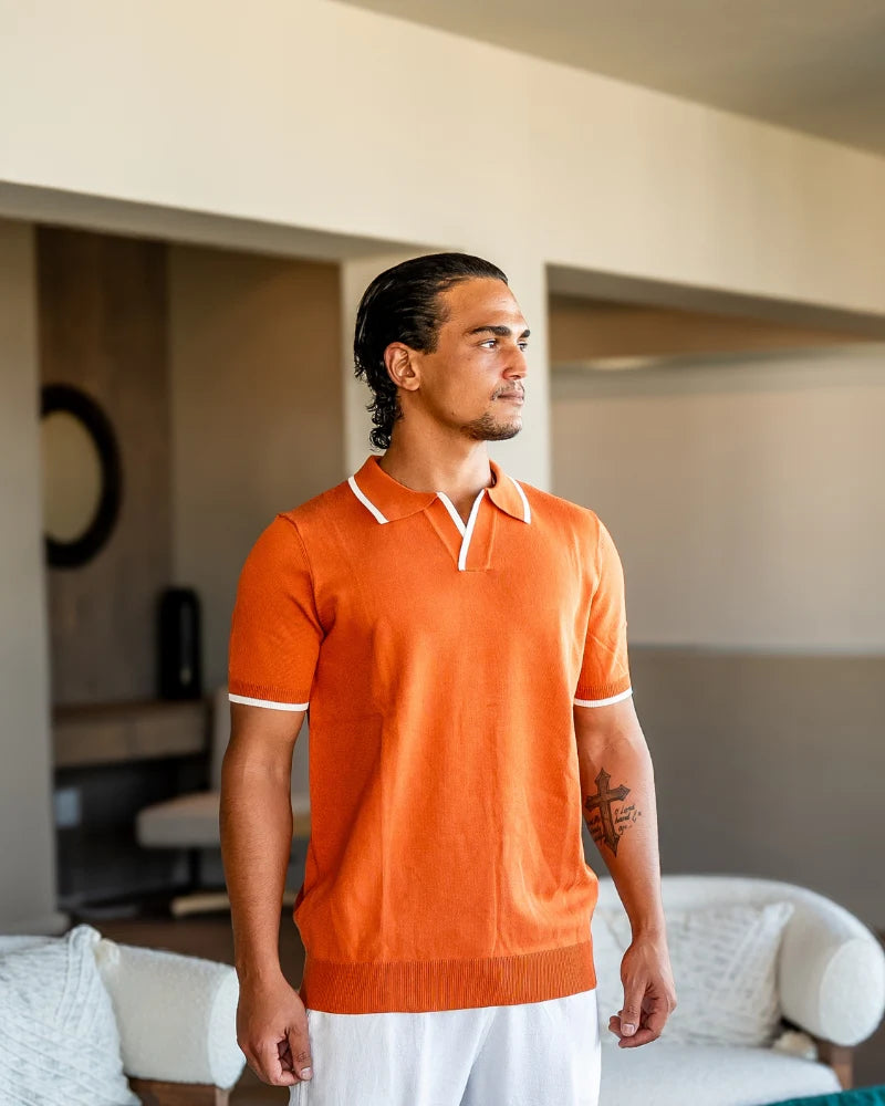 Contrast Edge Knit Polo