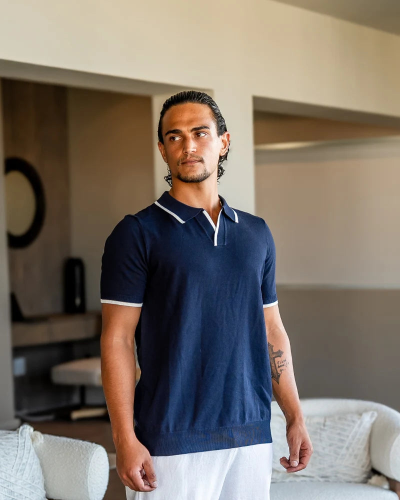 Contrast Edge Knit Polo
