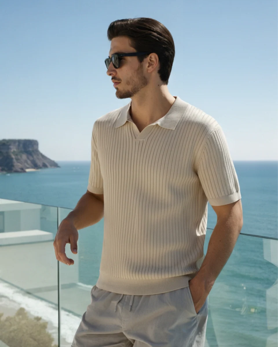 Premium Ribbed Knit Polo